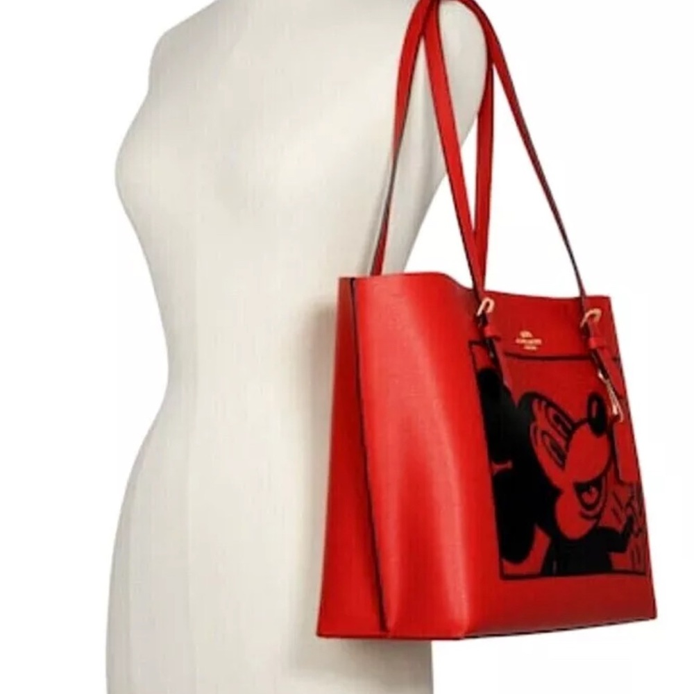 Coach Red leather Mickey Mouse Tote Bag - Picture 5 of 6